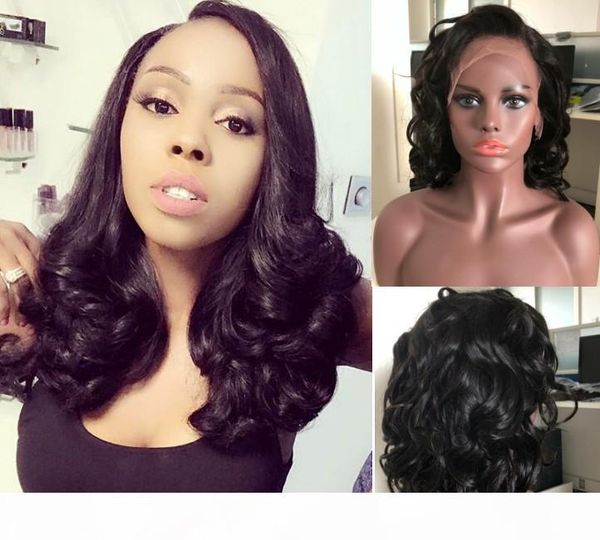 

8 to 32inch stock human hair wig funmi wave wigs malaysian virgin lace front wig ing, Black;brown