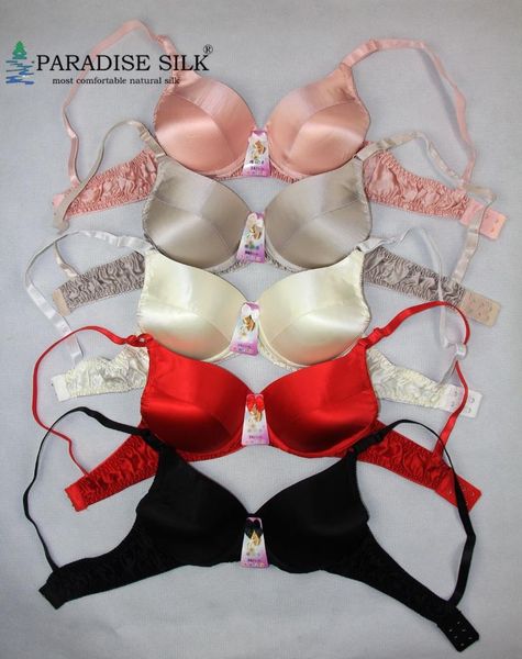 

a cup economic lot 5 pair new padded underwire 100% pure silk bra cfa 34a 36a 38a 40a, Red;black