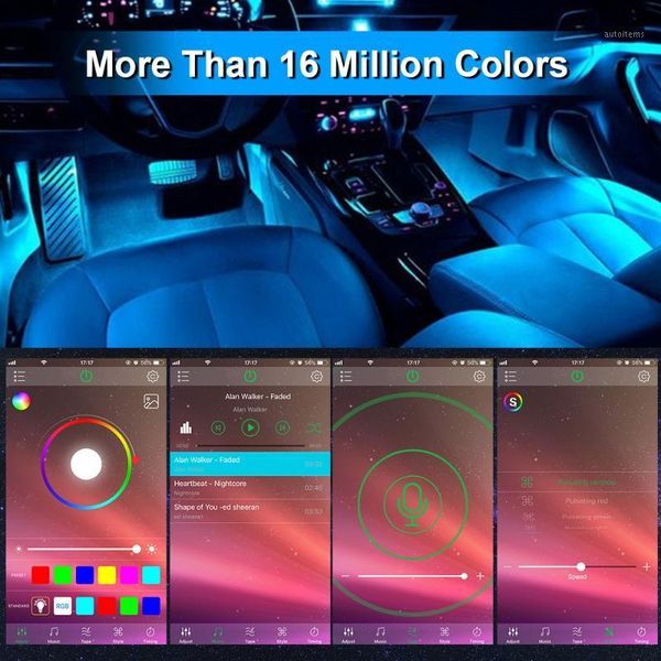 

led car foot ambient light with usb cigarette lighter backlight music control app rgb auto interior decorative atmosphere lights1