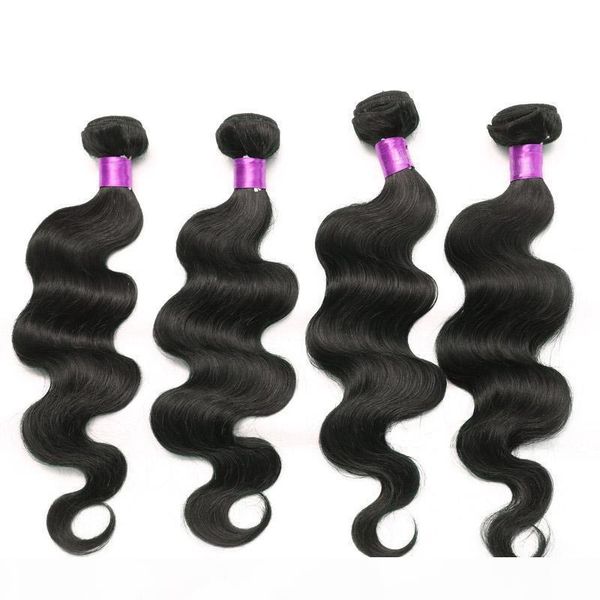 

8a unprocessed brazilian straight & body wave virgin human hair extensions 3 4 5 bundles 100% remy virgin brazilian peruvian malaysian hair, Black