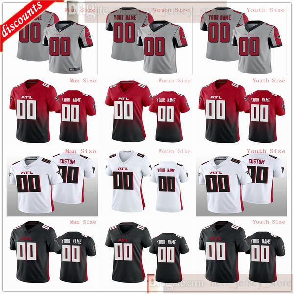 

custom atlantafootballjersey jerseys mens women youth kids red black white jerseys message any number any name on the order, Black;yellow