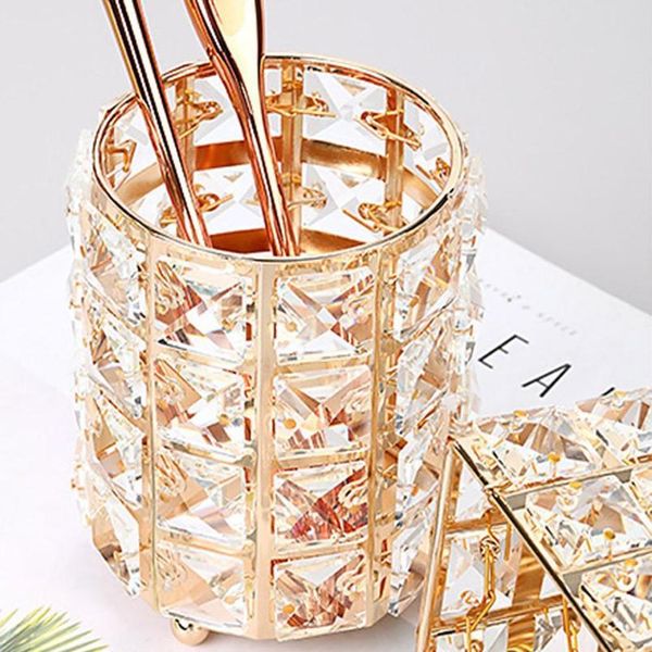 

luxury crystal metal makeup brush holder storage tube glitter diamond cosmetic brushes organizer box make jllmhj