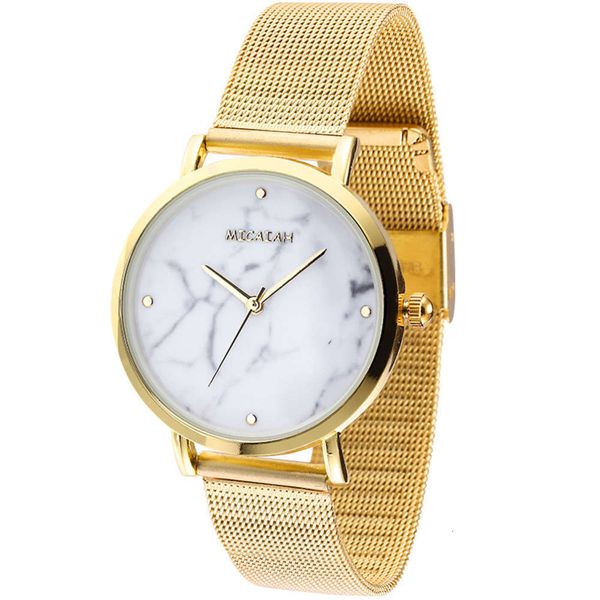 

fashion mikayasha quartz gold mesh band micaiah waterproof student women's thin wristwatch, Slivery;brown