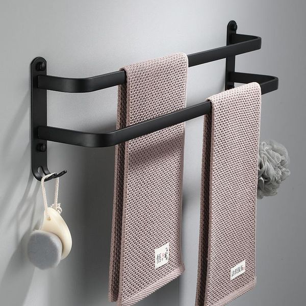 

towel hanger wall mounted 30-50 cm towel rack bathroom aluminum black towel bar rail matte black towels holder