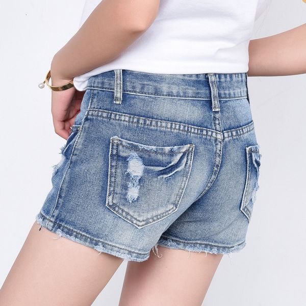 

denim shorts women's casual ny jeans light color hole summer new straight pants, White;black