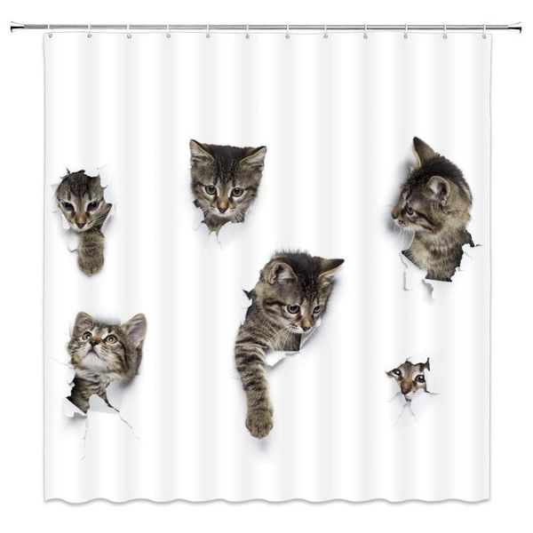 

pet cat shower curtain cute animal series fashion bathroom decor waterproof polyester fabric home bath supplies decoration