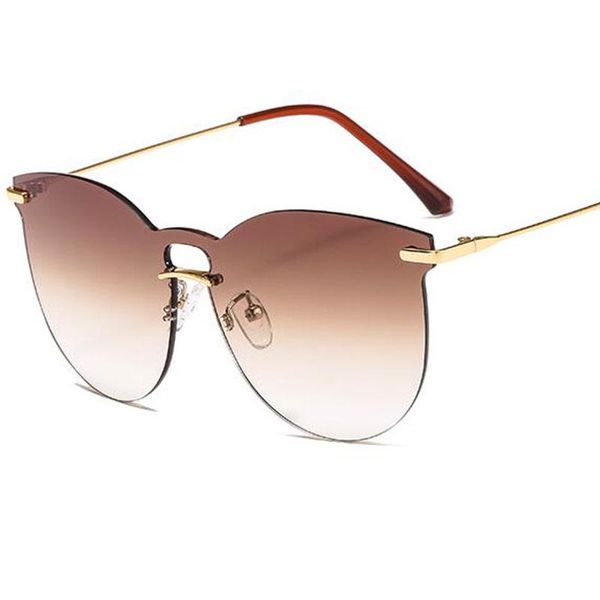 

sunglasses vintage oversized cat eye women 2021 summer rimless sun glasses for female brand designer eyewear, White;black