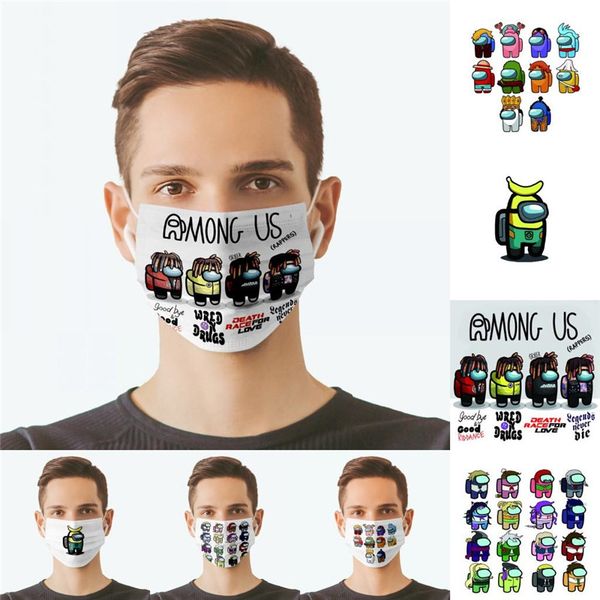 

among us game disposable face mask cartoon designer face masks washable mouth cover protective adults non-woven earloop masks e121402, Blue