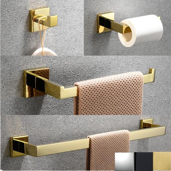 Set di accessori per il bagno Hardware per il bagno in smalto dorato Gancio per accappatoio Portasciugamani Anello Porta carta velina Accessori Decor