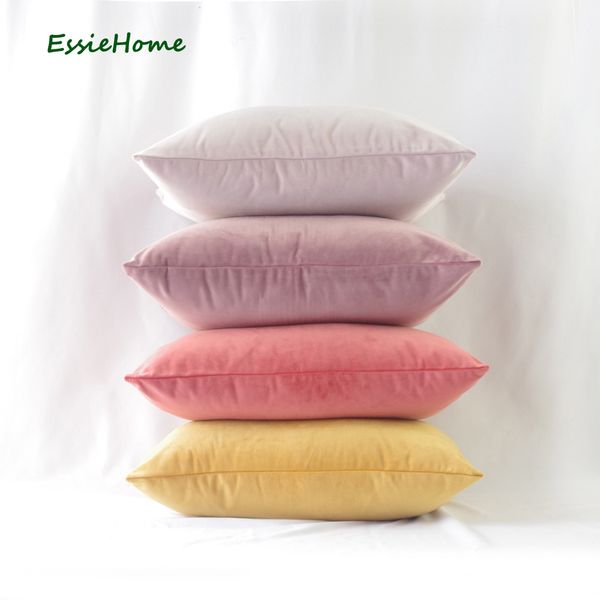 Essie Home 5 Cor Disponível Soft Velvet travesseiro Caso de almofada capa coral empoeirado rosa blush mint azul lance para sofá 201120