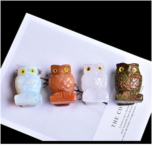 

1pc natural crystal rock colorful owl can be used for home decoration decoration room decoration diy gift jlllau, Black