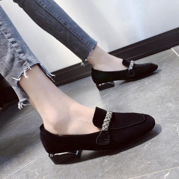 

moccasin shoes shallow mouth 2020 fashion women's low heels all-match female footwear square toe autumn casual sneaker, Black