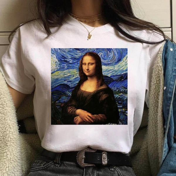 

new van gogh tee 90s t shirt for women fashion vintage t-shirt stylish aesthetic harajuku tshirt ullzang t shirt female tee, White