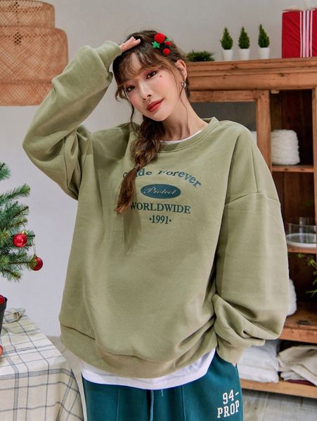 

dazy letter graphic drop shoulder sweatshirt without tee o812#, White;black