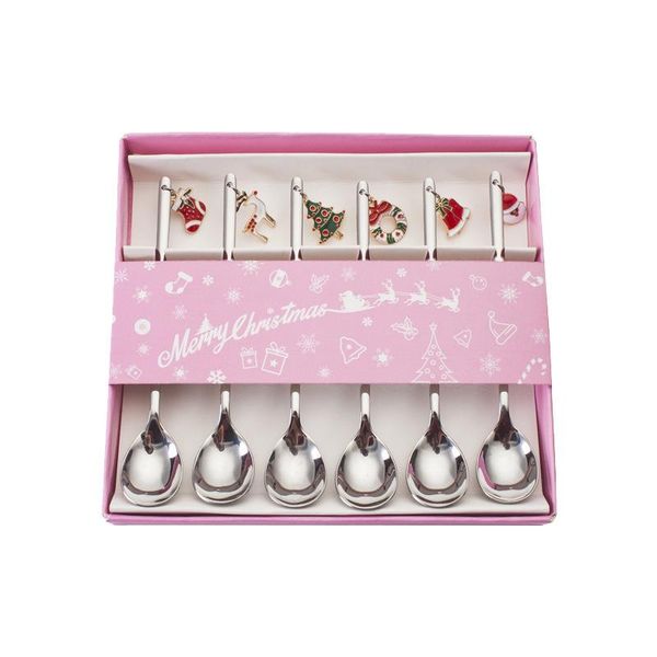 

stainless steel christmas spoon creative coffee stirring spoon dessert spoon christmas new year gift kid tableware h bbybkm