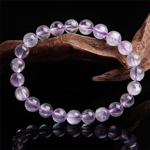 

beaded, strands 8mm drop women genuine purple kunzite gems natural stone round bead fashion jewelry charm crystal bracelet femme, Black