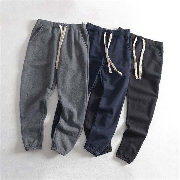 

obrix male sporty comfy pants mid waist drawstring outdoor everyday wear cotton casual style pants for men 201125, Black