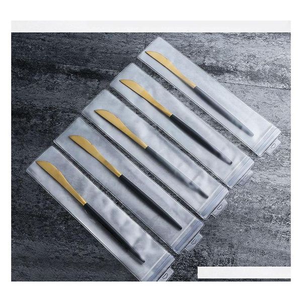 

portugal cutlery knife and fork spoon 304 stainless steel western tableware white handle golden pointed tail flat qylfzd five2010