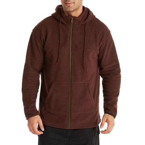 

adisputent warm fleece jackets men outdoor stand collar zipper hooded coats male solid color windproof tactical combat jacket, Black;brown