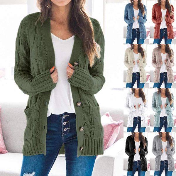 

autumn winter women casual sweater long sleeve cardigan v neck knitted striped knitwear knitted cardigan outwear jacket coats, White