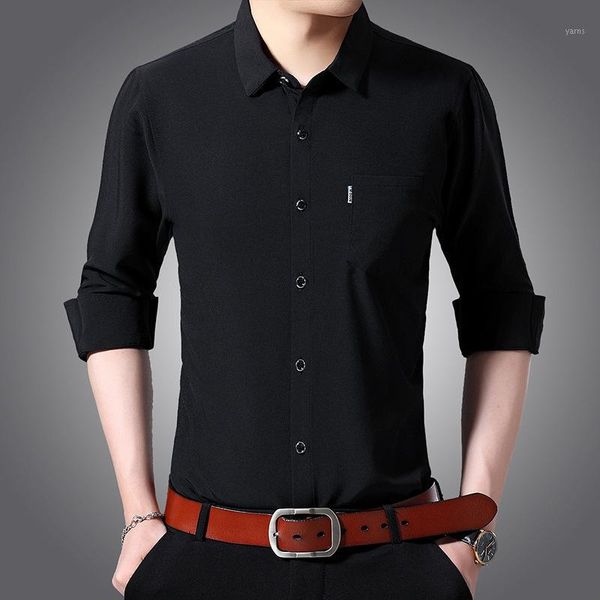 

spring men's thin business shirt cotton fashion casual long sleeve shirt slim men's lapel cardigan mens dress shirts1, White;black