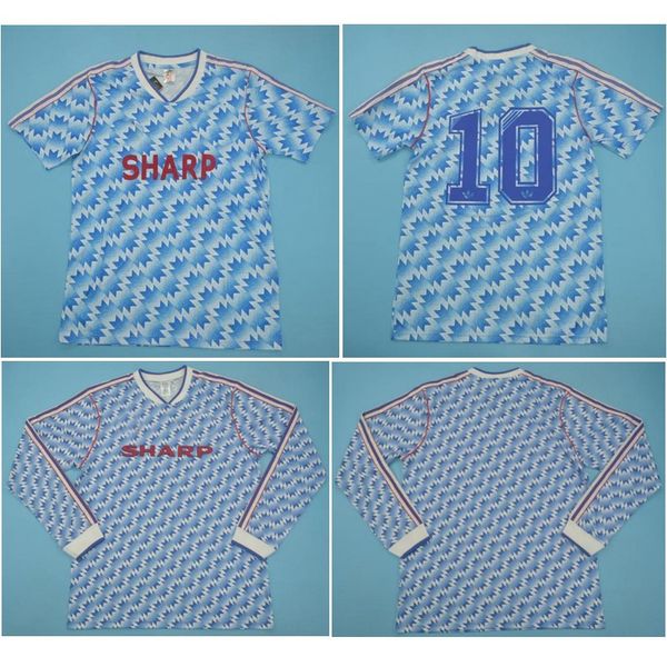 

90 92 man ut retro soccer jersey cantona giggs football shirt 1990 1991 1992 scholes jerseys keane beckham classic maillot de foot, Black;yellow