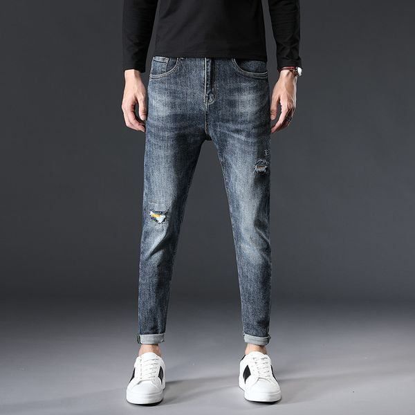 

autumn winter new men's jeans, korean fashion, loose and versatile straight pants, leisure fashion brand pants, Blue