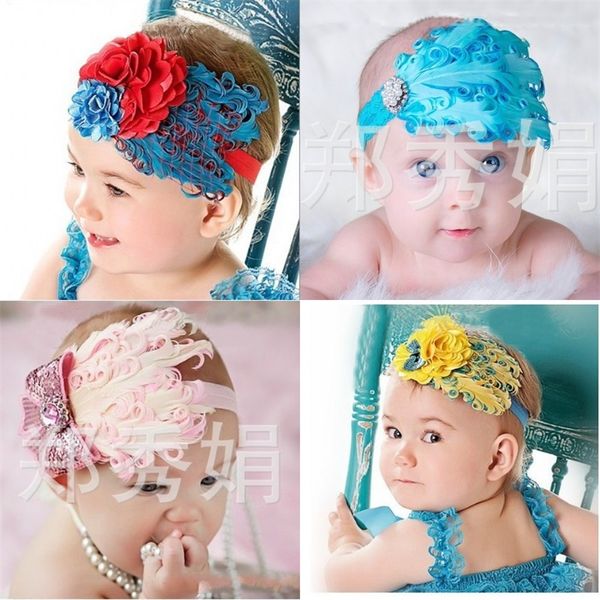 Feder Stirnband BABY Stickerei Blume Kind Mädchen Haarband Rose Haar Zubehör Mode Neue Muster Heißer Verkauf 5 5my M2