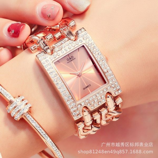 

beauty & d gaishideng fashion foreign trade cross-border two-chain diamond quartz womens watch non-mechanical watch one piece dropshippi, Silver
