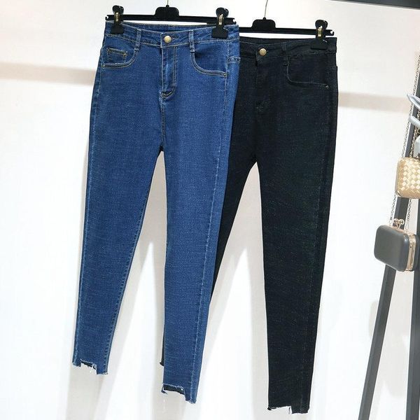 

plus size 5xl skinny jeans woman spring summer stretch high waist jeans femme denim pencil pants women casual black c53231, Blue