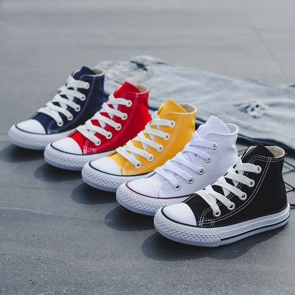 

kids shoes for girl baby sneakers spring fashion high toe canvas toddler boy shoes children classical girls canvas shoes y200103, Black;red