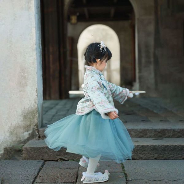 

qipao girls' sle 2020 chine winter foreign children's thickened new year's drs gauze skirt warm meft0ljm, Red;yellow