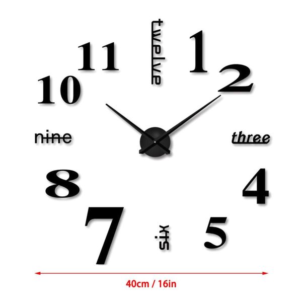 

3d большой настенный наклейки наклейка diy акриловая безраскаревная доступная игла классические часы краткое стиль украшения дома гостиная к