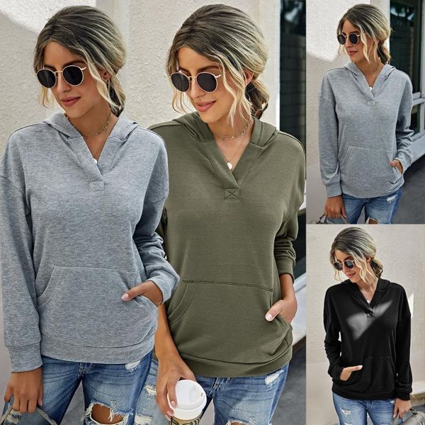 

women's hoodies & sweatshirts fashion pure color hoodie thickened sweatshirt fall/winter 2021 slim women streetwear hip hop pullover to, Black