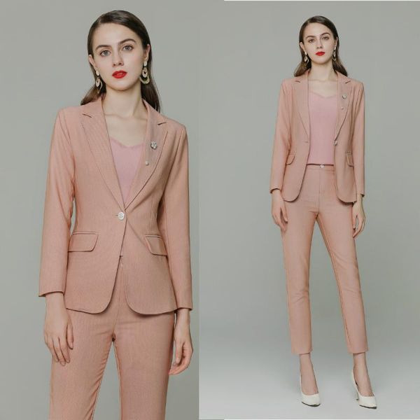 

women's two piece pants brown suit and work office business set suits ladies, White