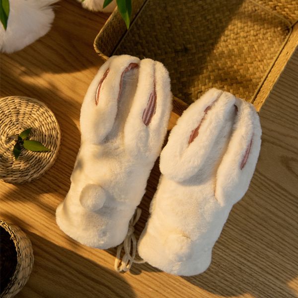 

glove bag refers to winter female ins cute rabbit plush thick cotton warm