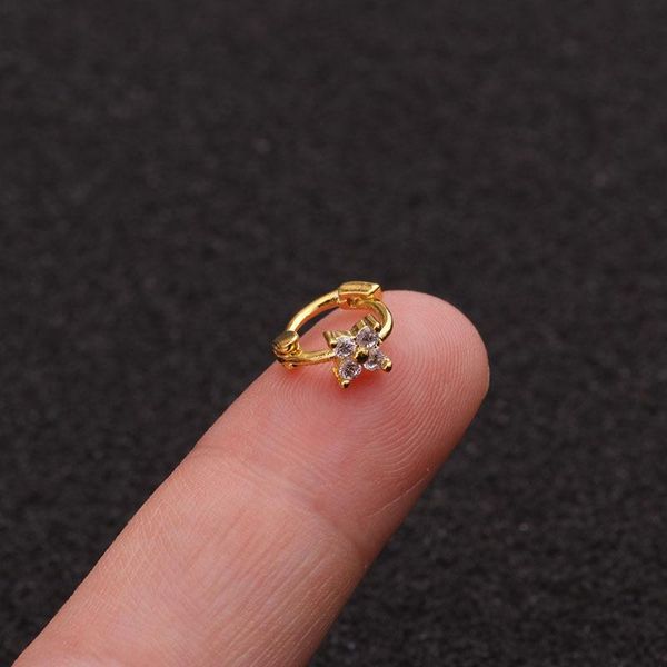 

hoop & huggie 1 pcs gold color cute small zircon geometric ear clip cuff earring for women simple closed circle piercing jewelry, Golden;silver
