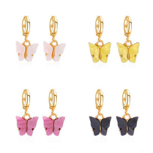 2020 nuove donne di moda orecchini pendenti a farfalla animale dolce colorato acrilico dichiarazione gioielli per feste per ragazze G220312