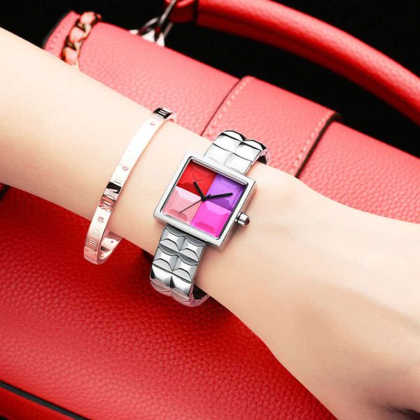 

fashion red waterproof new trend student table net korean simple leisure women's bowl watch 2021, Slivery;brown