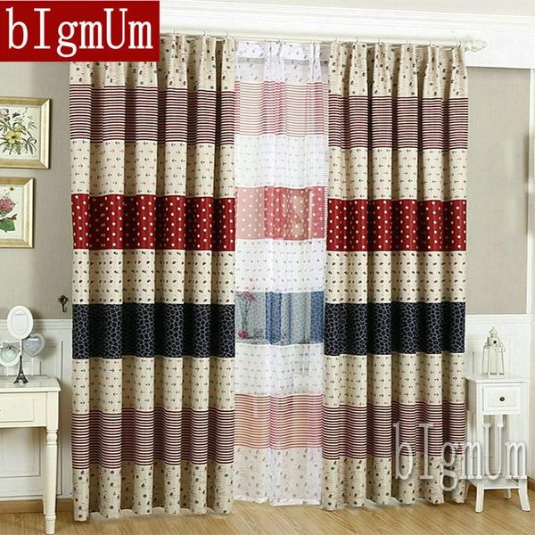 

curtain & drapes arrival modern pastoral curtains sheer polyester 100% blackout stripe for living room window drape custom made