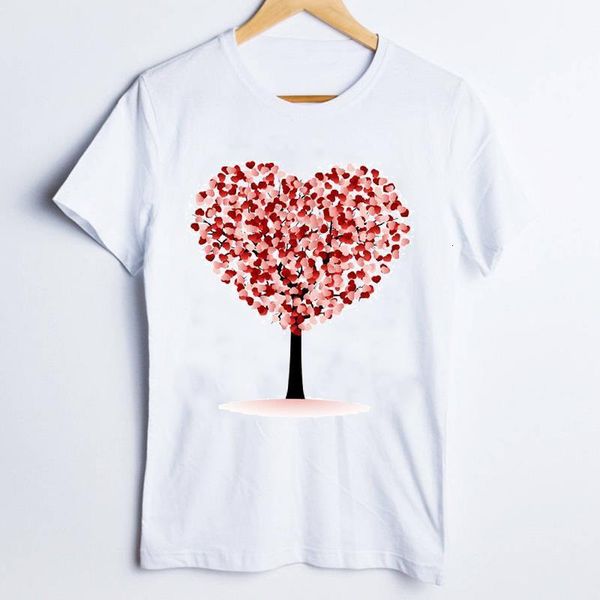 

women tees print graphic love tree sweet ladies floral flower clothes lady clothing female t shirt womens t-shirt, White