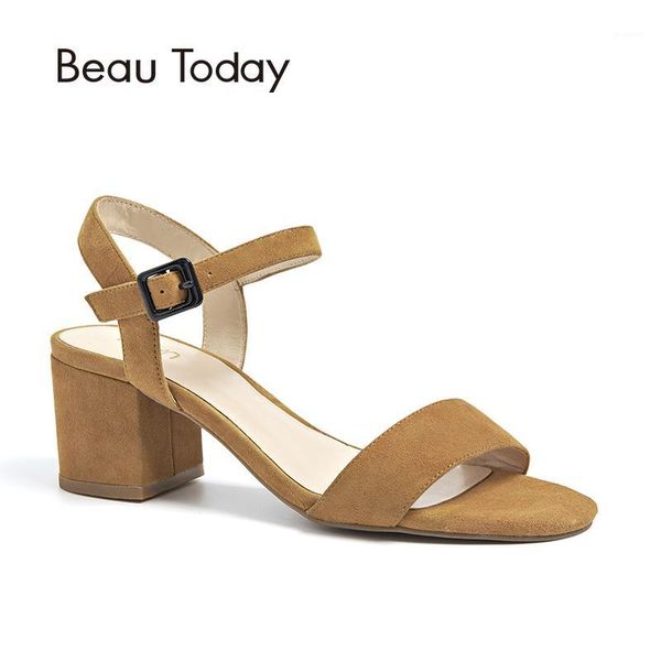 

beautoday summer women sandals kid suede leisure style high heel ladies shoes handmade 310281, Black
