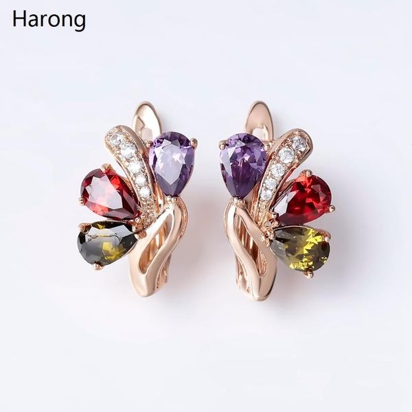 

stud a pair cute small zircon crystal earrings colorful natural stone charm quality for women aesthetic jewelry, Golden;silver