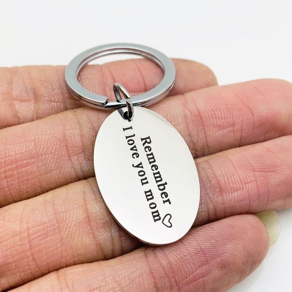 

engraved new arrival stainless steel mom keychain for letter remember i love you mom pendant keychain fashion jewelry mo, Slivery;golden