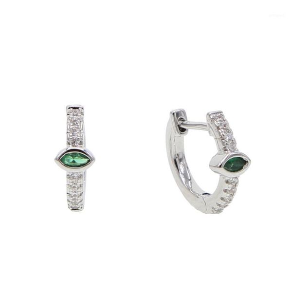

hoop & huggie white gold color green blue red cubic zirconia round earrings for women teen girls silver jewelry1, Golden;silver