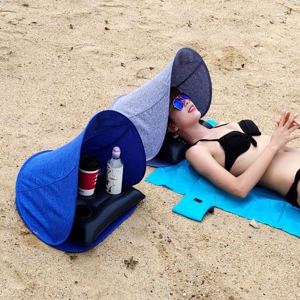 

tents and shelters beach face tent umbrella + air pillow outdoor portable small awning ultra-light folding uv protection sun shelter & cushi
