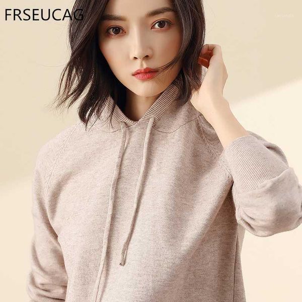

spring and autumn new 2020 products cashmere blend hooded sweater women's knit pullover long sleeve sweater soft and comfortable1, White;black