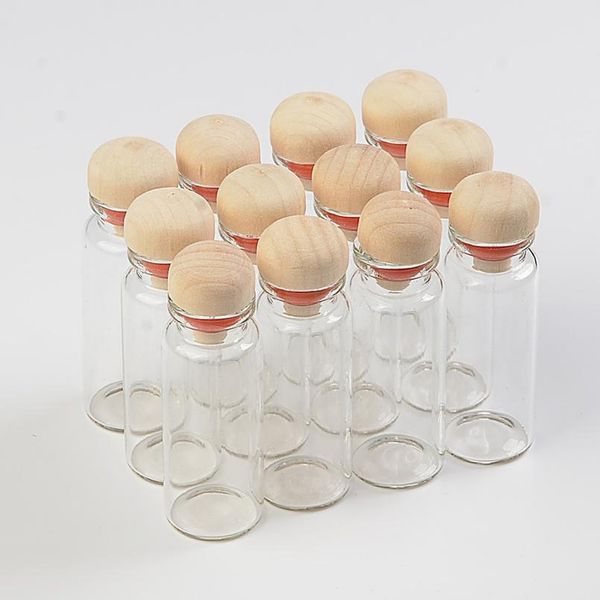 

transparent glass jars with hardwood 12ml empty glass bottles jars containers for gift jewelry packagin bbywhb