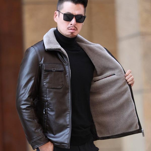 

men's down & parkas winter jackets men casual outwear bomber jacket winderbreaker pu motorcycle leather male coat, Black