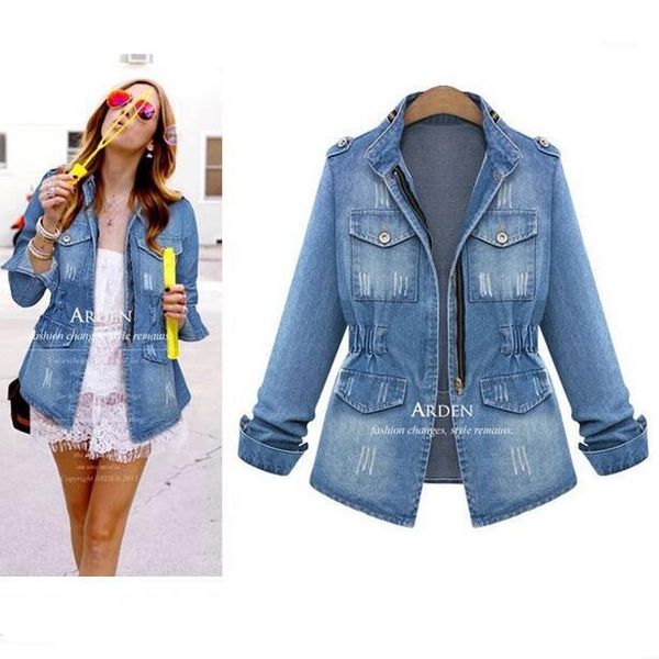 

zyfpgs 2018 autumn plus size denim jacket women vintage jeans jacket oversize harajuku ladies coat punk vintage old jkn0641, Black;brown